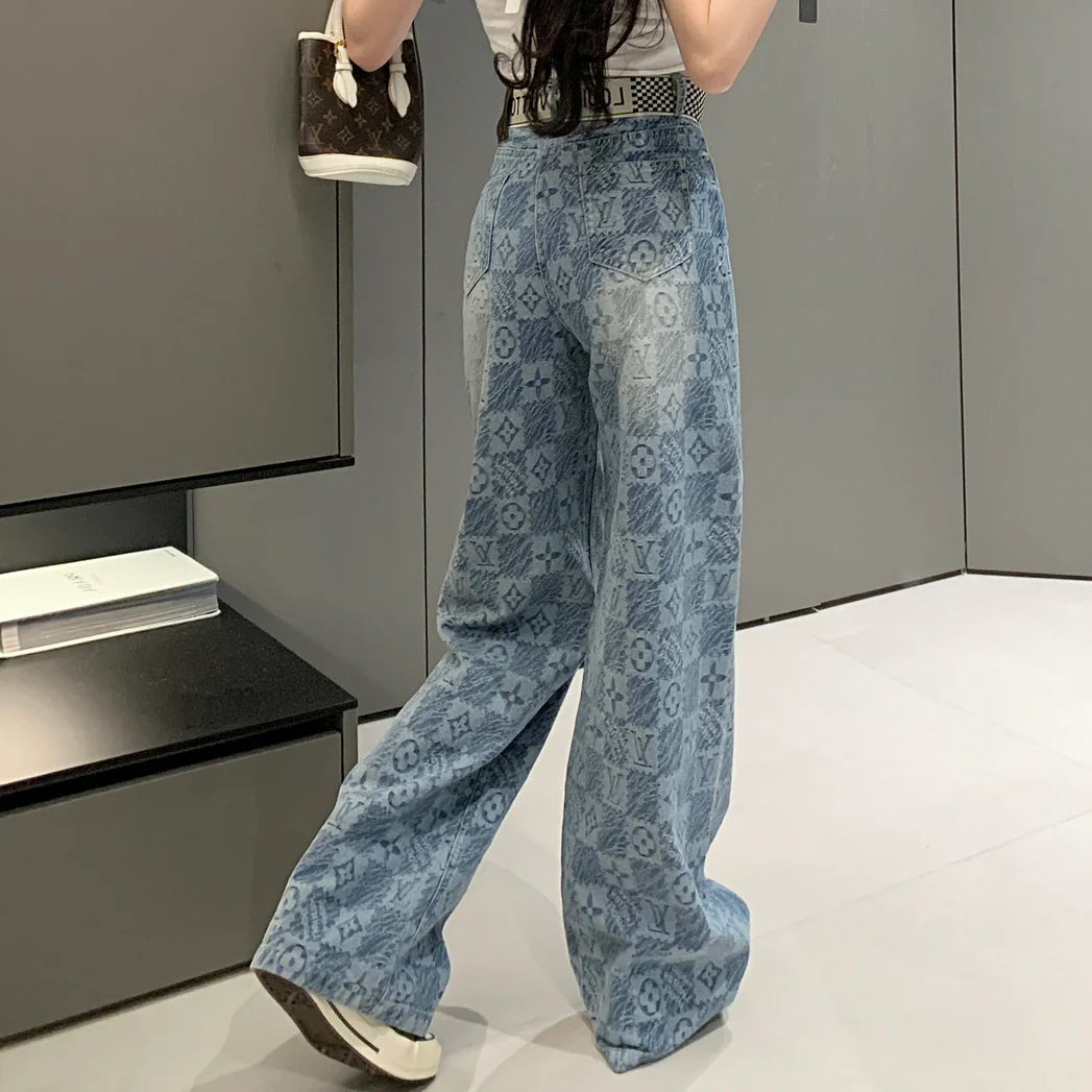 Vintage jacquard denim trousers 1024121605