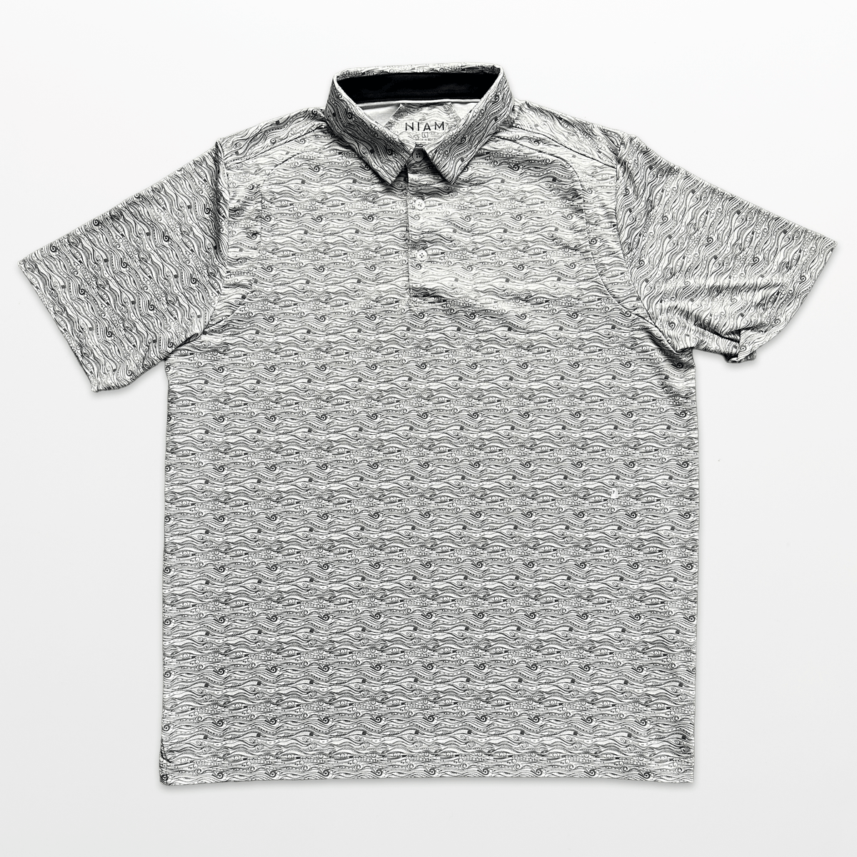 Men's 3 Button Gray Wave Polo with SwingFree™ Performance