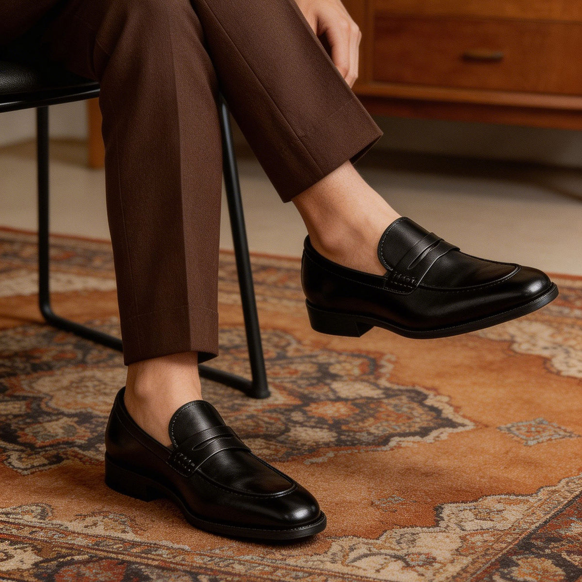 Men's Genuine Leather Dress Shoes – Breathable Business-Casual Loafers