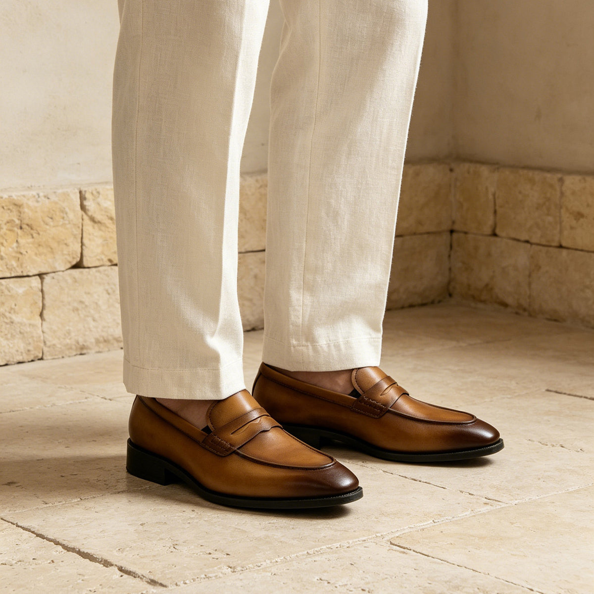 Men's Genuine Leather Dress Shoes – Breathable Business-Casual Loafers