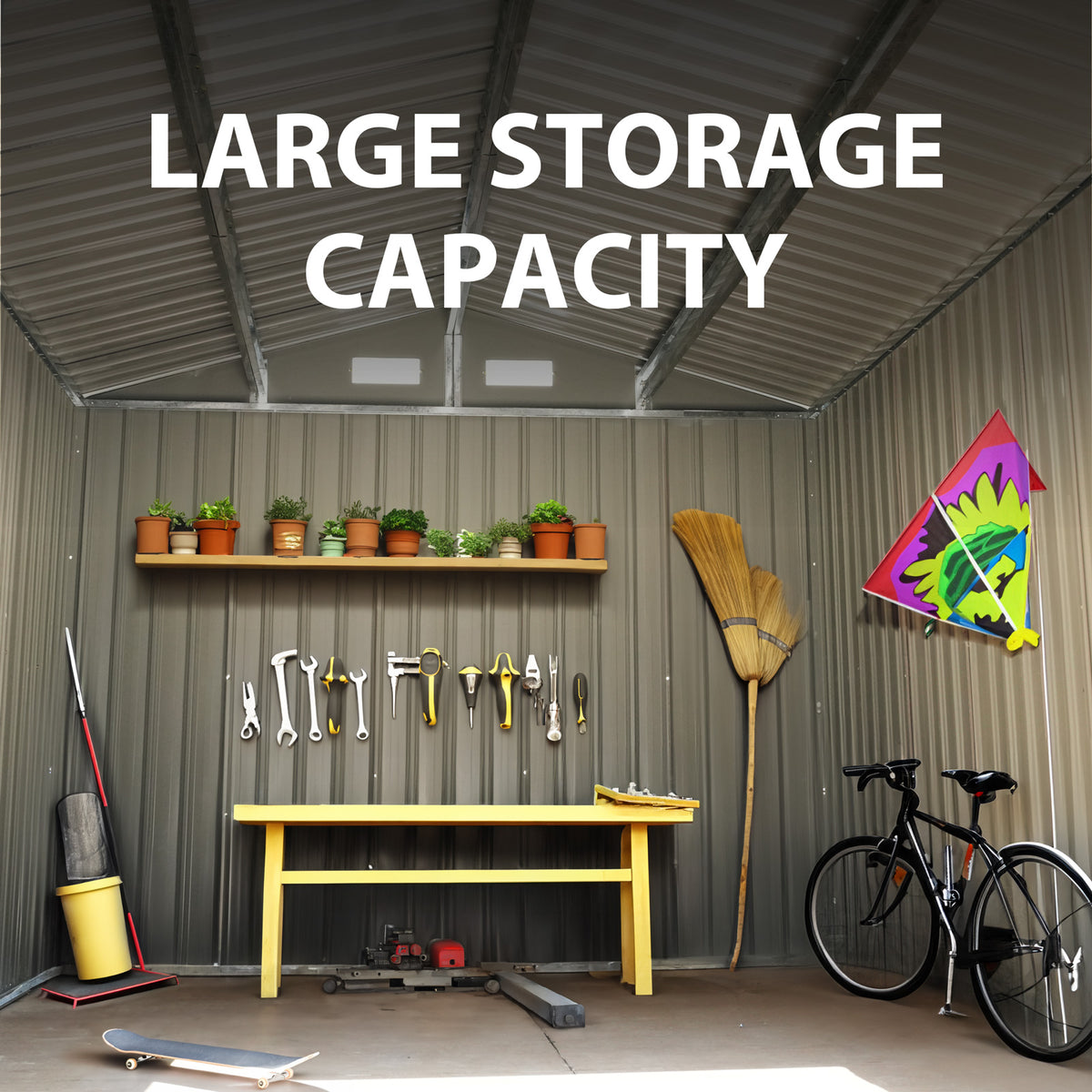 Metal Outdoor Storage Shed Heavy Duty Steel Garden Tool Shed, Black