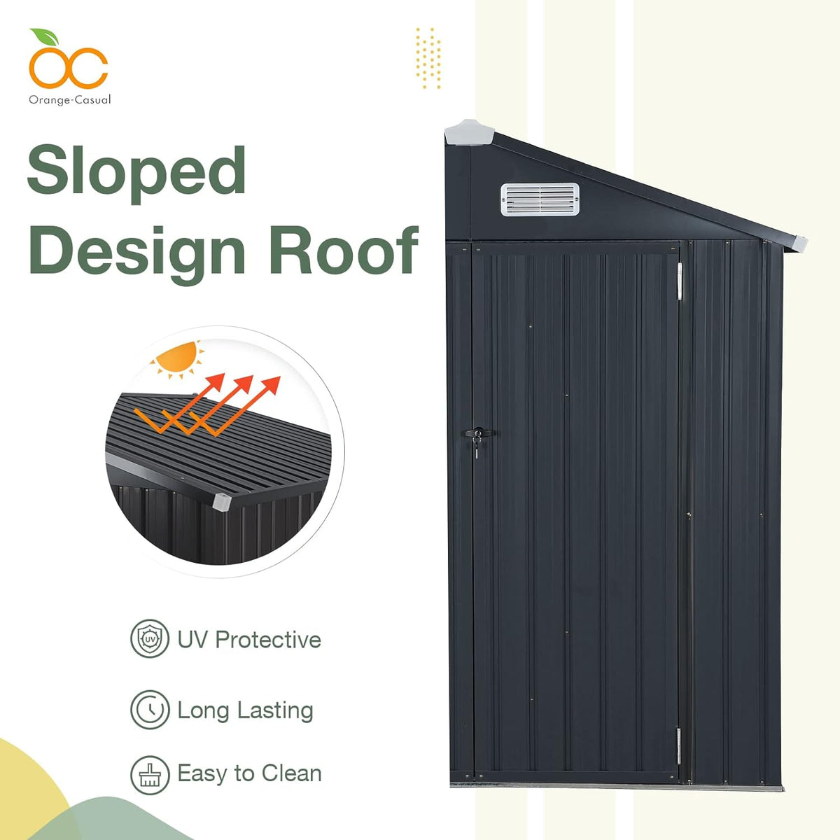 Metal Outdoor Storage Shed Heavy Duty Steel Garden Tool Shed, Black