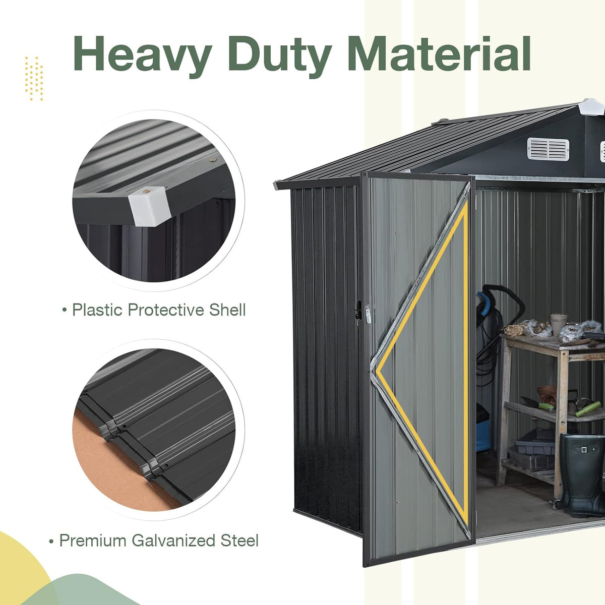 8'x 12' Outdoor Storage Shed Metal Garden Tool Shed for Backyard, Patio, Lawn, Black