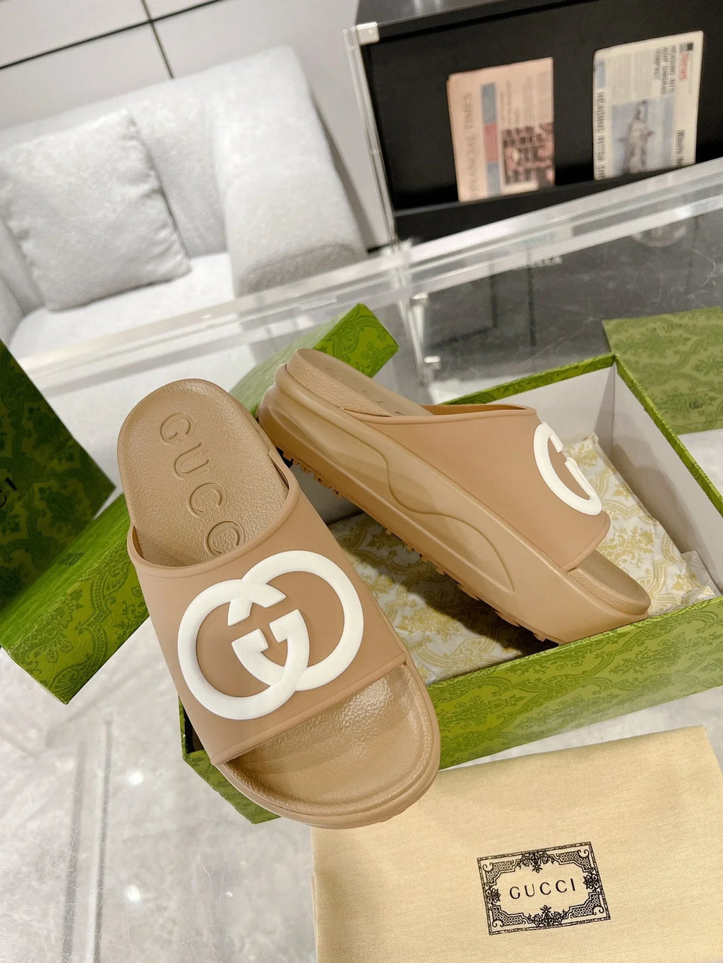 GC 25 Interlocking G 50mm Slide Sandal Cowhide 292400