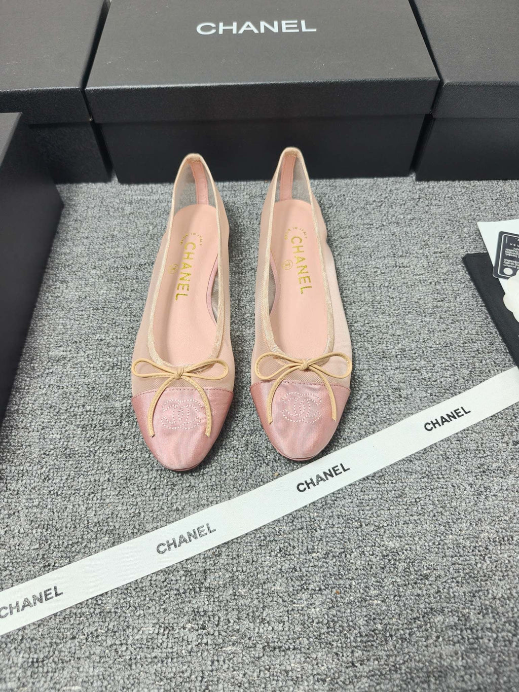 CC 26s Ballet Flat Light Pink Mesh Fabric Sheepskin 681981