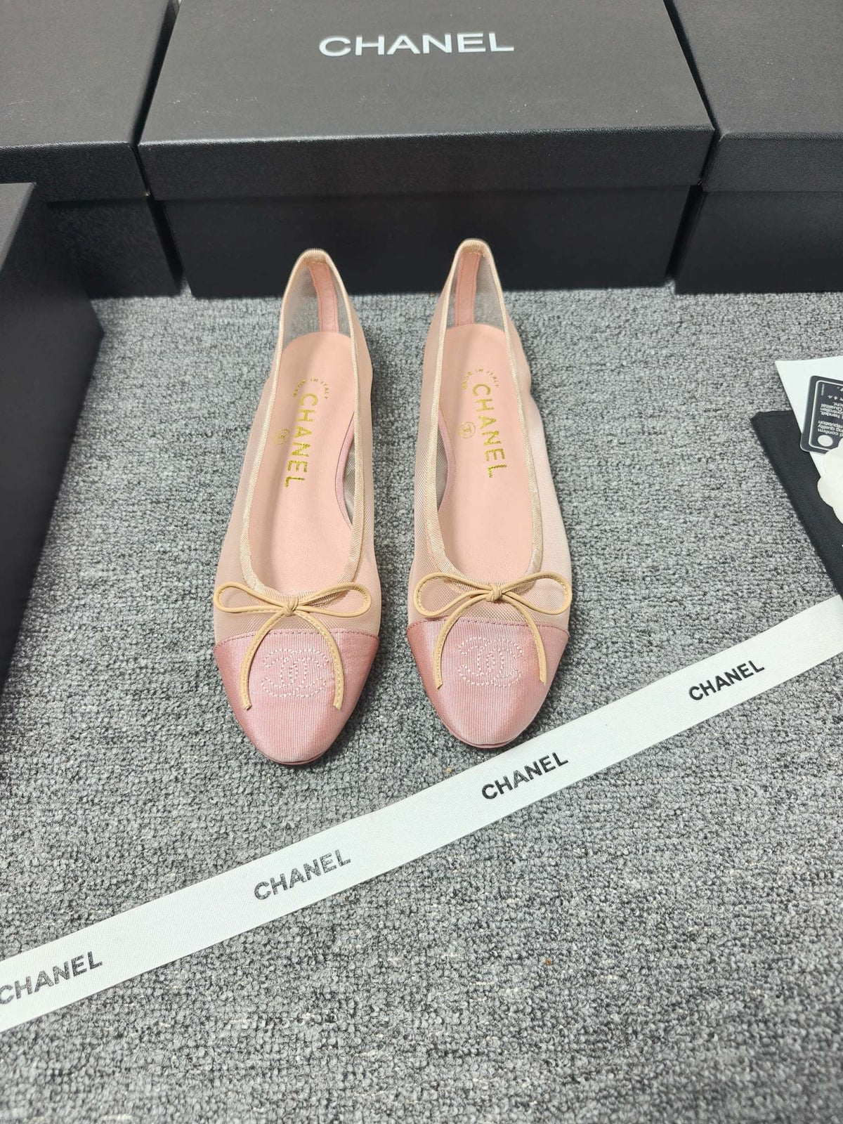CC 26s Ballet Flat Light Pink Mesh Fabric Sheepskin 681981