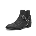 Unisex Retro Square-Toe Ankle Boots – Chunky Heel & Platform Sole