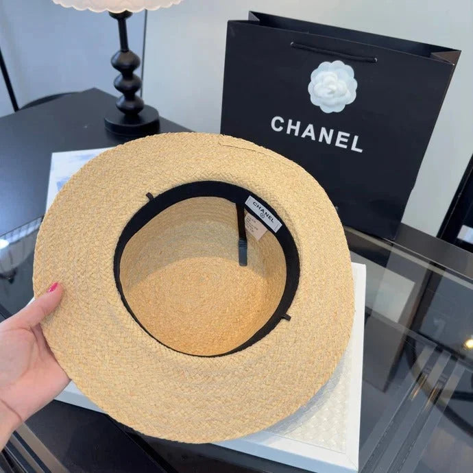 CHA  Dot Flat-top Straw Hat 262176