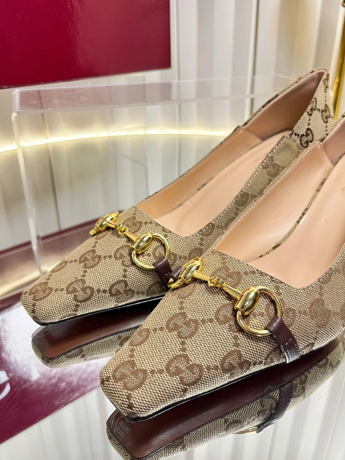 GG 26s Vittoria Pumps Beige Brown Canvas 768134