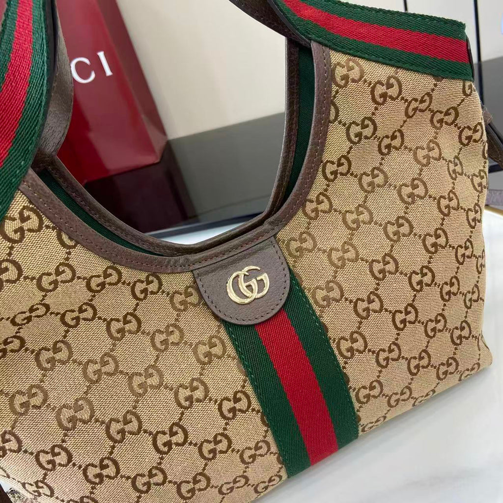 GG  25 Giglio 25cm Bag Beige Canvas Leather 292388
