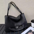 CHA  2026 Maxi Flap Bag 38.5cm Black Calfskin