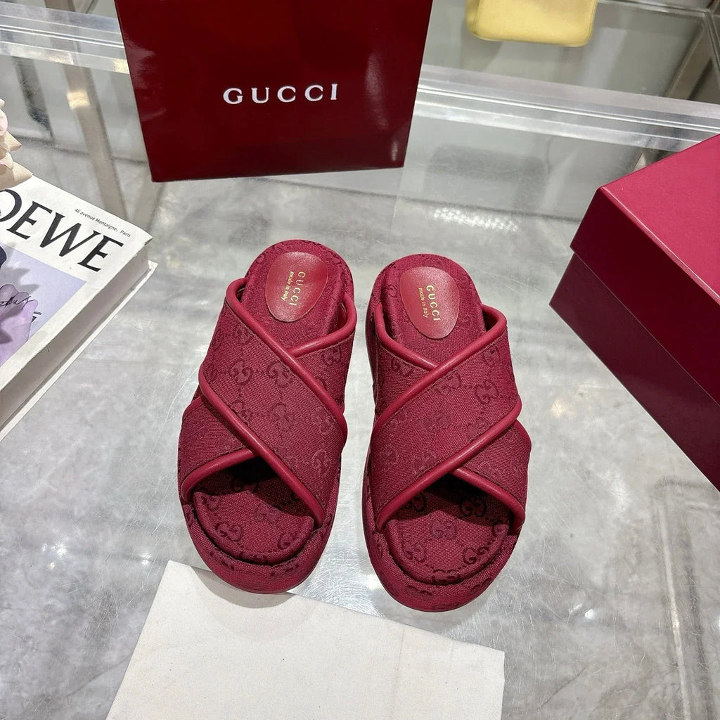 GG cross-upper thick-soled flip-flops 0725052901