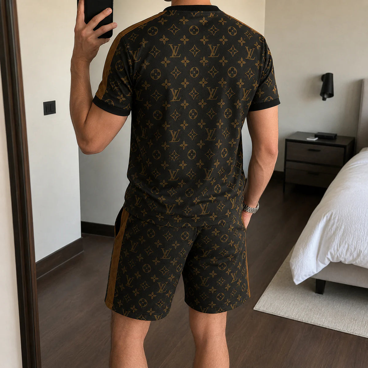 Men's Fashion Printed Short Sleeve Suit 3D1026070722