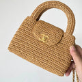 CHA  25 Bag 19cm Dark Beige Raffia