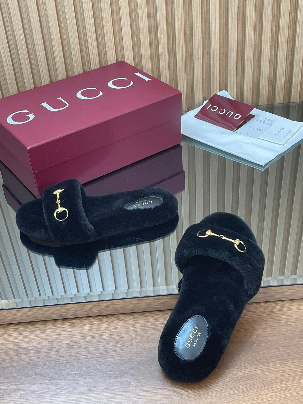 GG  2025 Horsebit Slipper Black Wool 562869