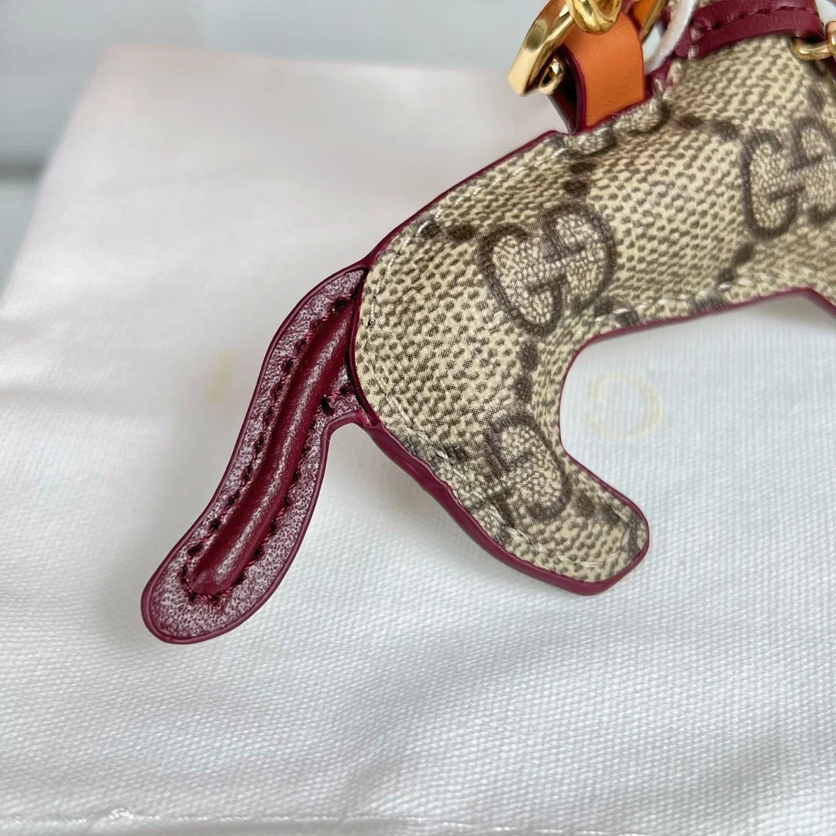 GG  Dog-shaped Etoupe Gold Bag Charm