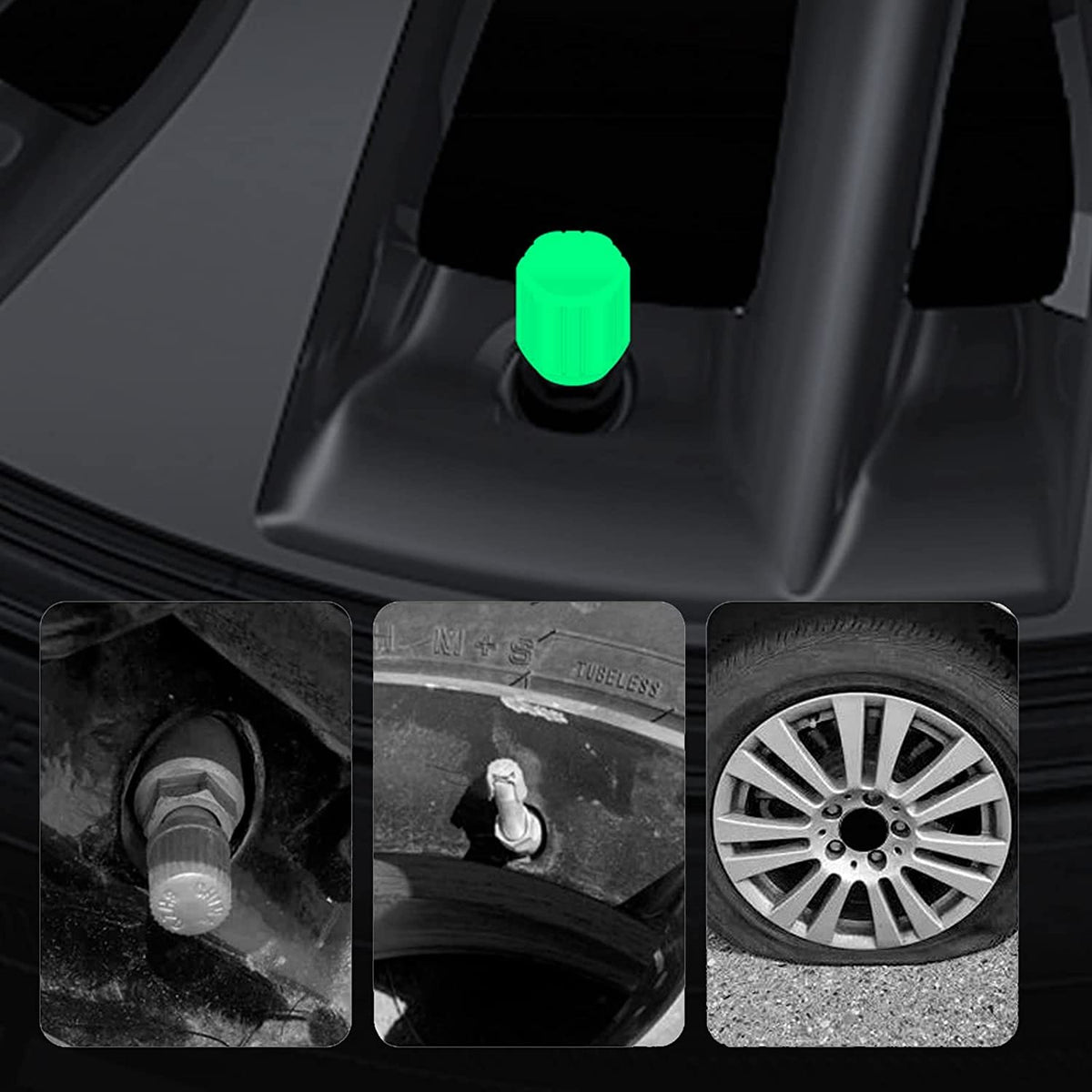Illuminated valve caps for night drivers