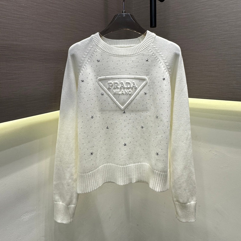 New Fashion Women PRA Rhinestone Knit Sweater DM1326091820
