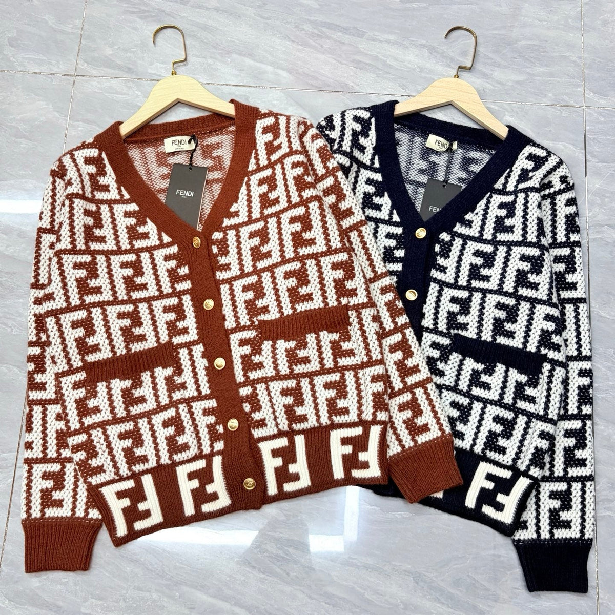 New Fashion Women FF Letter Jacquard Knit Cardigan DM1326091821