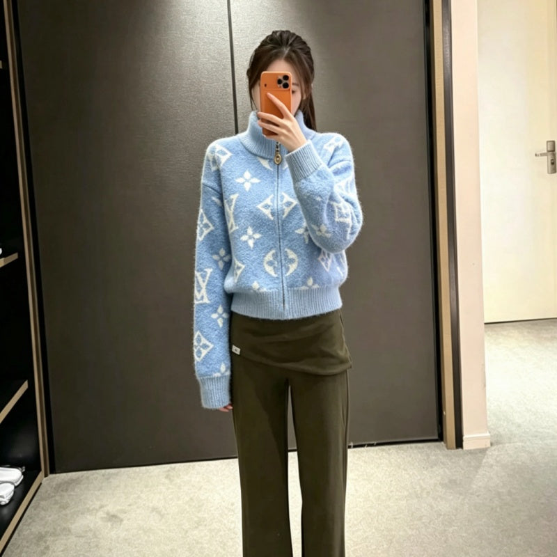 New Fashion Monogram Women's Knit Zip Cardigan DM1326092002