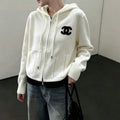 New Fashion Women's Logo Zip Up Hooded Knit Cardigan DM1326092011